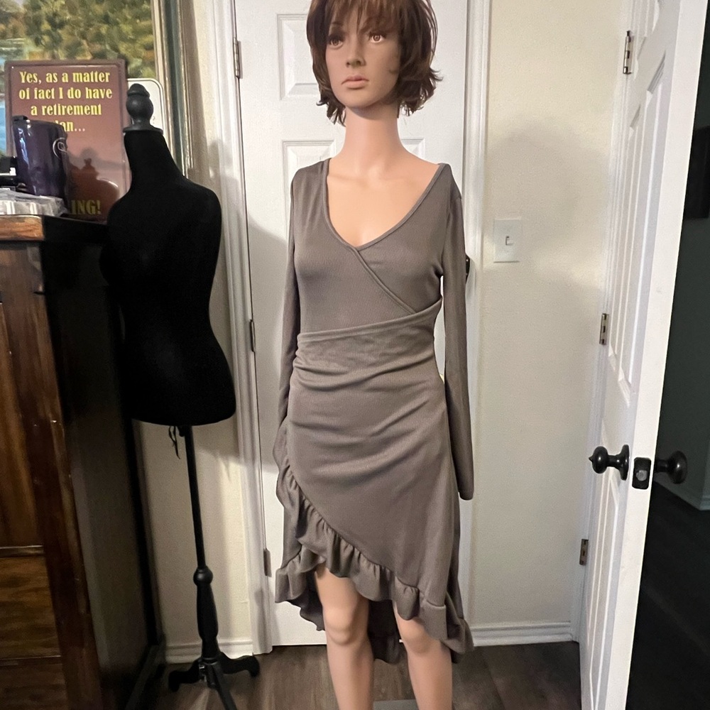 Elegant Gray Wrap Dress